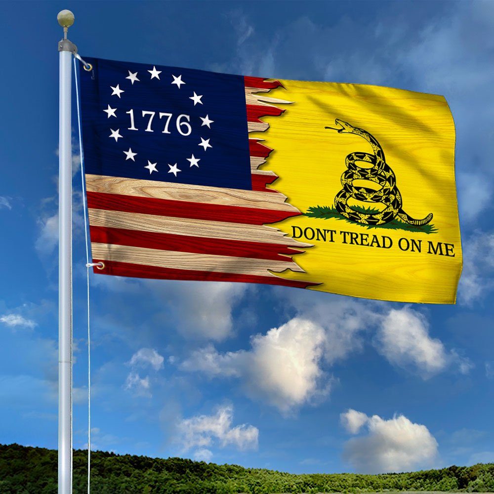 Gadsden Flag Don't Tread On Me Betsy Ross 1776 Grommet Flag QNN641GFv1 - Image 2