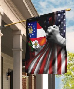 Georgia State Map American Flag