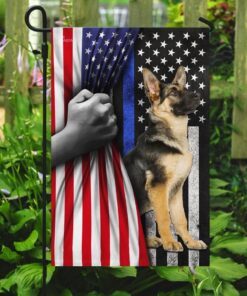 german shepherd. the thin blue line america us flag 1271