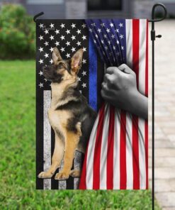 german shepherd. the thin blue line america us flag 2148
