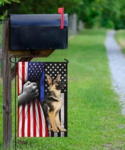 german shepherd. the thin blue line america us flag 3899