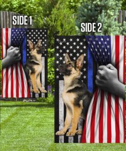 german shepherd. the thin blue line america us flag 7920