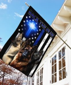 german shepherd back the blue christian cross flag 2273