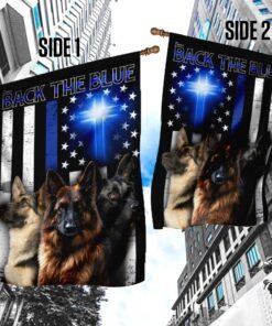 german shepherd back the blue christian cross flag 7734