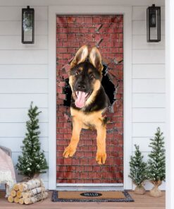 German Shepherd Broken Wall. Dog Lover Door Cover