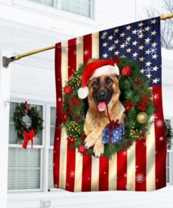 German Shepherd Christmas American Flag THN3604F
