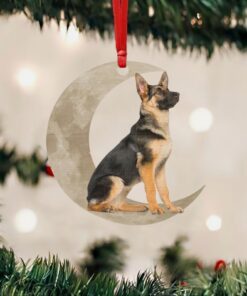 German Shepherd Christmas Ornament, Dog On The Moon Ornament QNK879Ov7