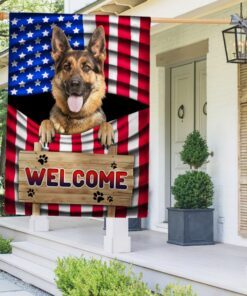 German Shepherd Dog Welcome American Flag TQN1135F