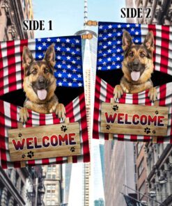 german shepherd dog welcome american flag tqn1135f 8307