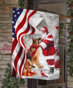 German Shepherd Flag German Shepherd With Santa Claus Flag LHA1913F