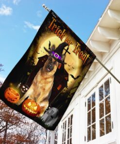 german shepherd halloween.trick or treat flag 5210