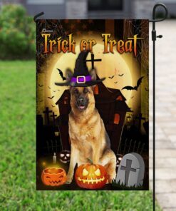german shepherd halloween.trick or treat flag 6342