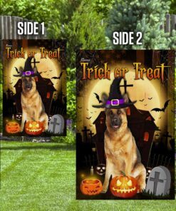 german shepherd halloween.trick or treat flag 7105