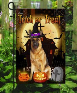 german shepherd halloween.trick or treat flag 8947