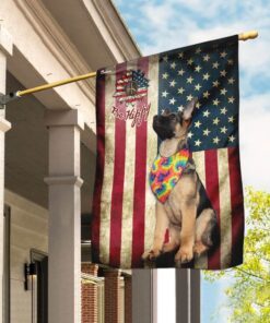 German Shepherd Hippy American US Flag