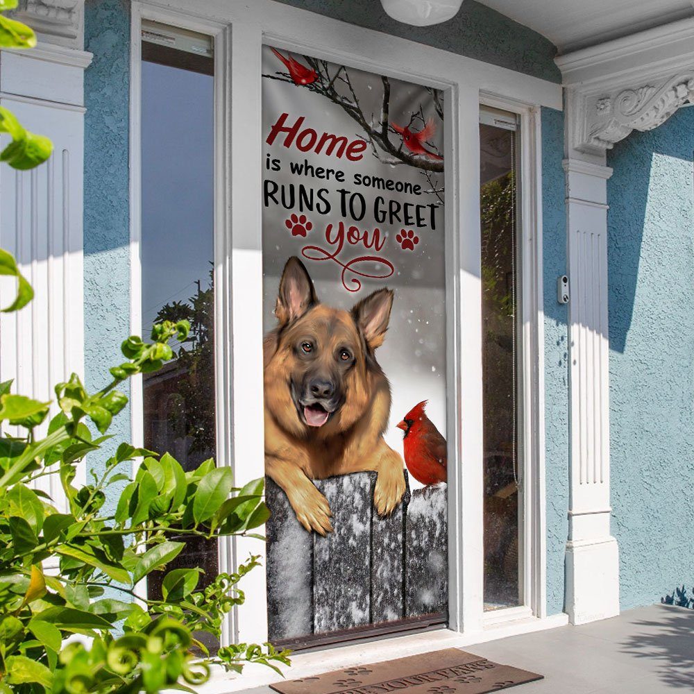 German Shepherd Home Is Where Someone Runs To Greet You Door Cover - Image 4