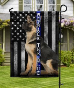 German Shepherd K-9 We Back the Blue Thin Blue Line Flag MLN1564F