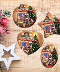 german shepherd santa paws ceramic ornament 1622