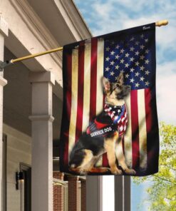 German Shepherd Service Dog American Flag