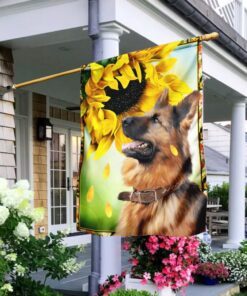 german shepherd sunflower flag 3197