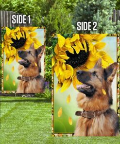 german shepherd sunflower flag 4292