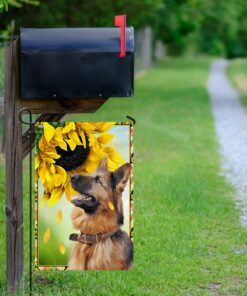 german shepherd sunflower flag 7749