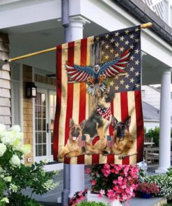 German Shepherd Under God American Flag