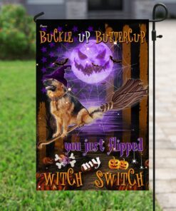 german shepherd witch switch halloween flag 6469