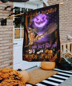 German Shepherd Witch Switch Halloween Flag