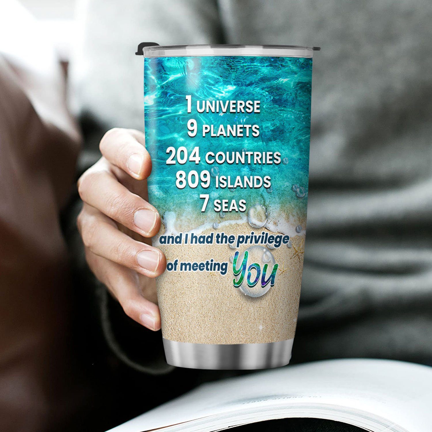 Gift For Best Friend, Women, Girlfriend. 1 Universe 9 Planets 204 Countries Beach Tumbler 20oz TPT334TU - Image 4