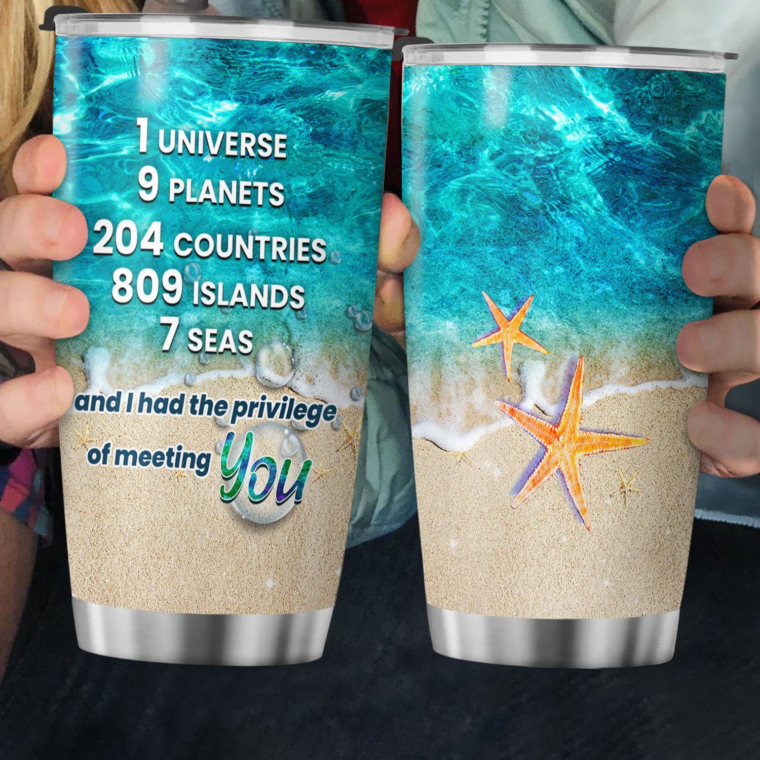 Gift For Best Friend, Women, Girlfriend. 1 Universe 9 Planets 204 Countries Beach Tumbler 20oz TPT334TU - Image 3