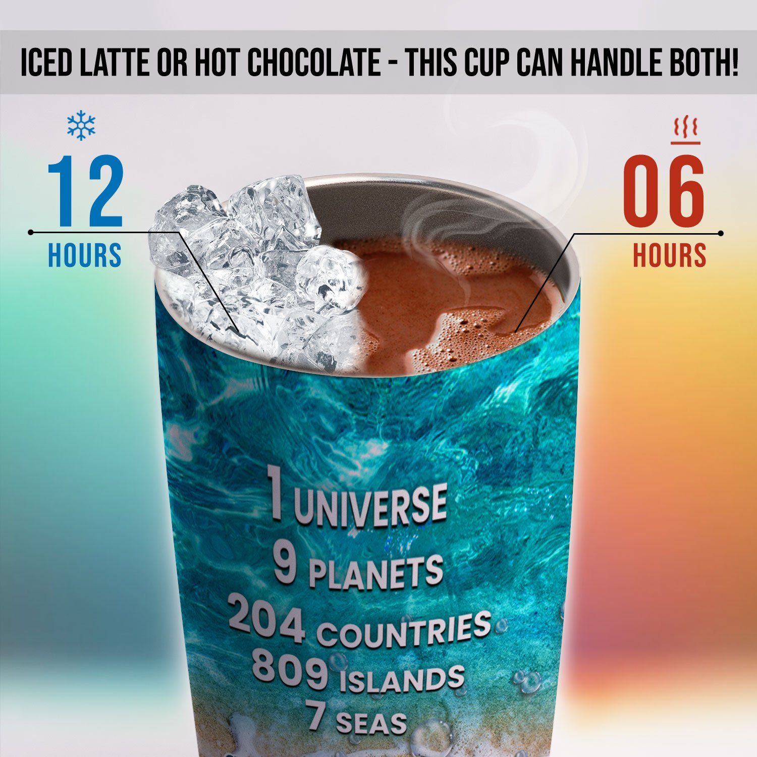 Gift For Best Friend, Women, Girlfriend. 1 Universe 9 Planets 204 Countries Beach Tumbler 20oz TPT334TU - Image 6
