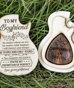 gift for boyfriend wooden guitar pick box, gift for him, gift from girlfriend to boyfriend, christmas gift for him, birthday gift tqn665pb 6377
