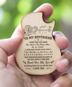 gift for boyfriend wooden guitar pick box, gift for him, gift from girlfriend to boyfriend, christmas gift for him, birthday gift tqn667pb 1843