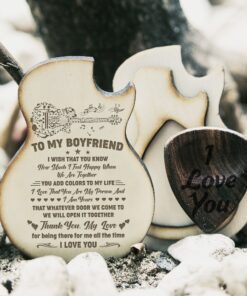 gift for boyfriend wooden guitar pick box, gift for him, gift from girlfriend to boyfriend, christmas gift for him, birthday gift tqn667pb 1908
