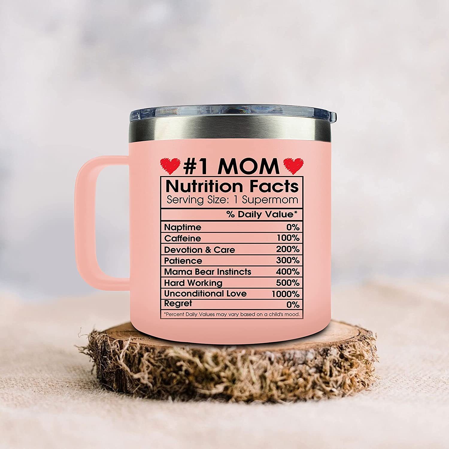 Gifts for Mom from Daughter Son Kids - Mom Gifts on Christmas - Mom Birthday Gifts - Birthday Gifts for Mom - Mom Nutrition Mug Birthday - Novelty Present for Mom - Mother Gifts 14 oz, Light Pink - Image 4