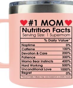 Gifts for Mom from Daughter Son Kids - Mom Gifts on Christmas - Mom Birthday Gifts - Birthday Gifts for Mom - Mom Nutrition Mug Birthday - Novelty Present for Mom - Mother Gifts 14 oz, Light Pink