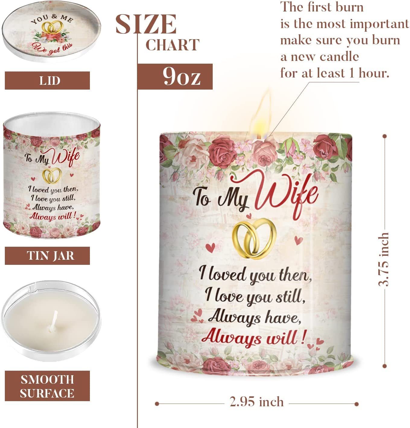 Gifts for Wife, Women -  Lavender Tin Scented Candle 9oz - Image 3