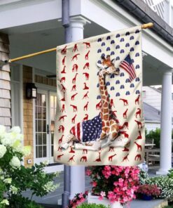 Giraffe Wrapped In American Flag