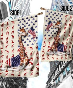 giraffe wrapped in american flag 2369