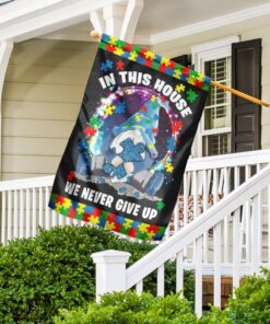 gnome autism in this house we never give up flag 8041