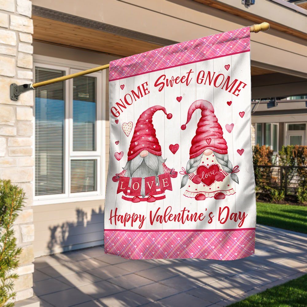 Gnome Sweet Gnome Valentine's Day Flag MLN842F