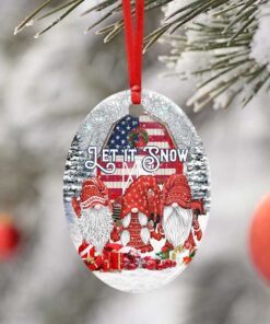 gnomes. let it snow christmas ceramic ornament 6232