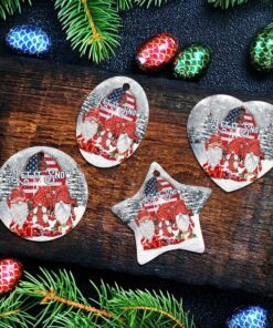 gnomes. let it snow christmas ceramic ornament 8366