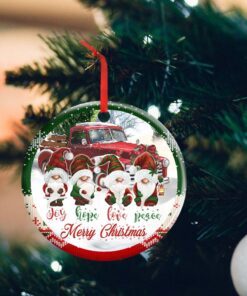 Gnomes Christmas Round Ceramic Ornament Joy Hope Love Peace DDH2927O