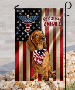 god bless america nurse dachshund flag 1268