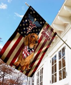 god bless america nurse dachshund flag 1407