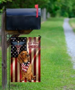 god bless america nurse dachshund flag 8811