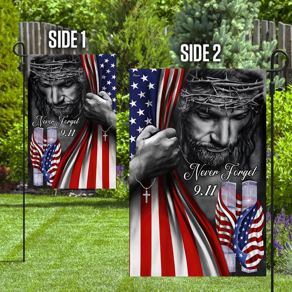 God Bless America 911 Flagwix™ God Jesus Never Forget September 11th American Flag TRL1198F - Image 8