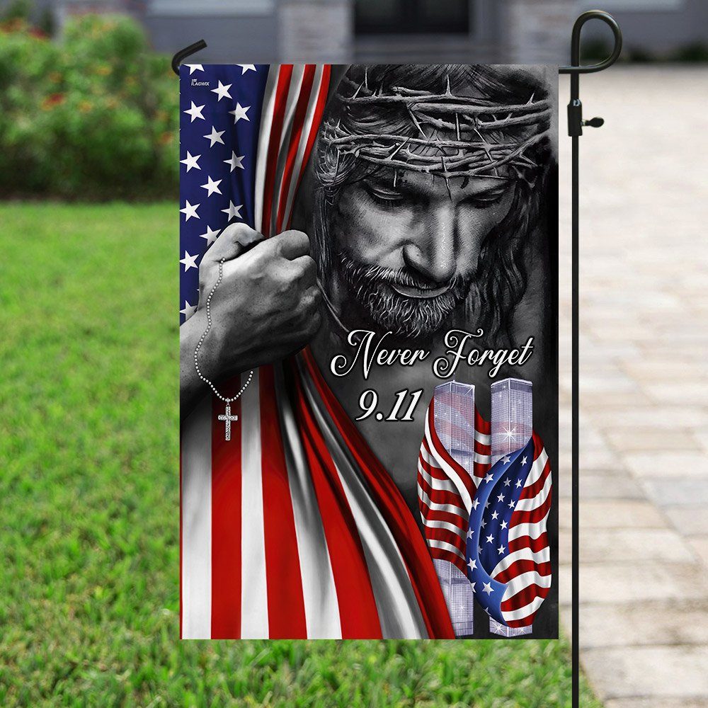 God Bless America 911 Flagwix™ God Jesus Never Forget September 11th American Flag TRL1198F - Image 6